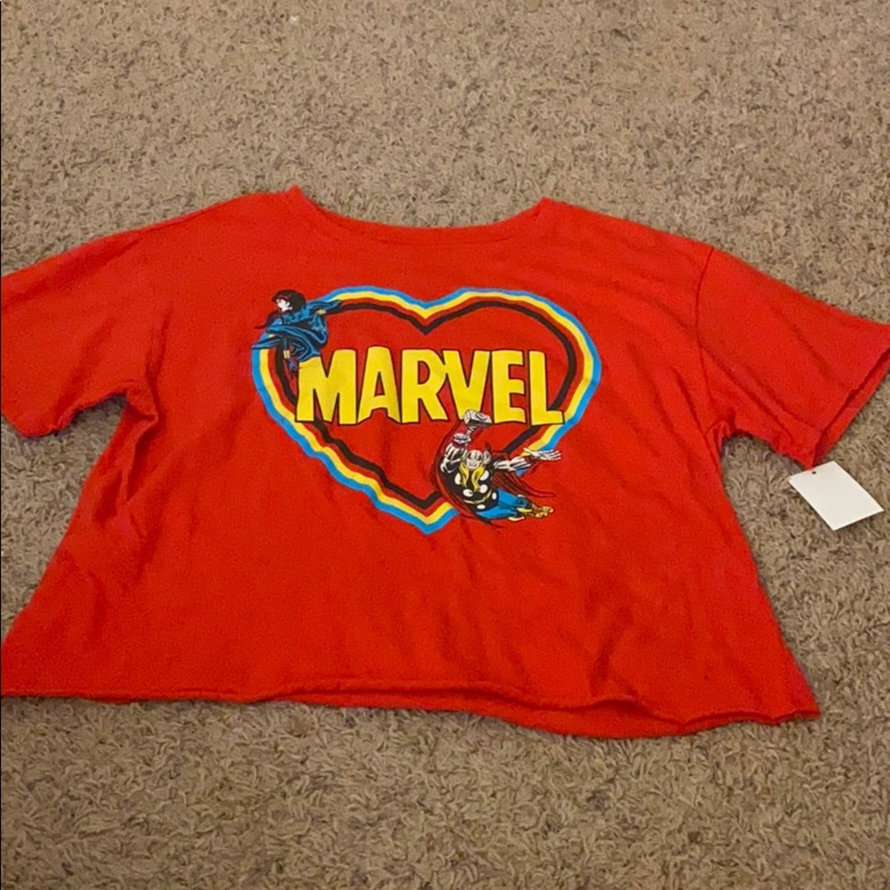 Red Marvel Comics Crop Top